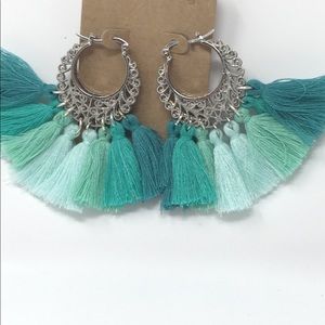 SOLD   Turquoise Silver Filigree TASSEL Earrings
